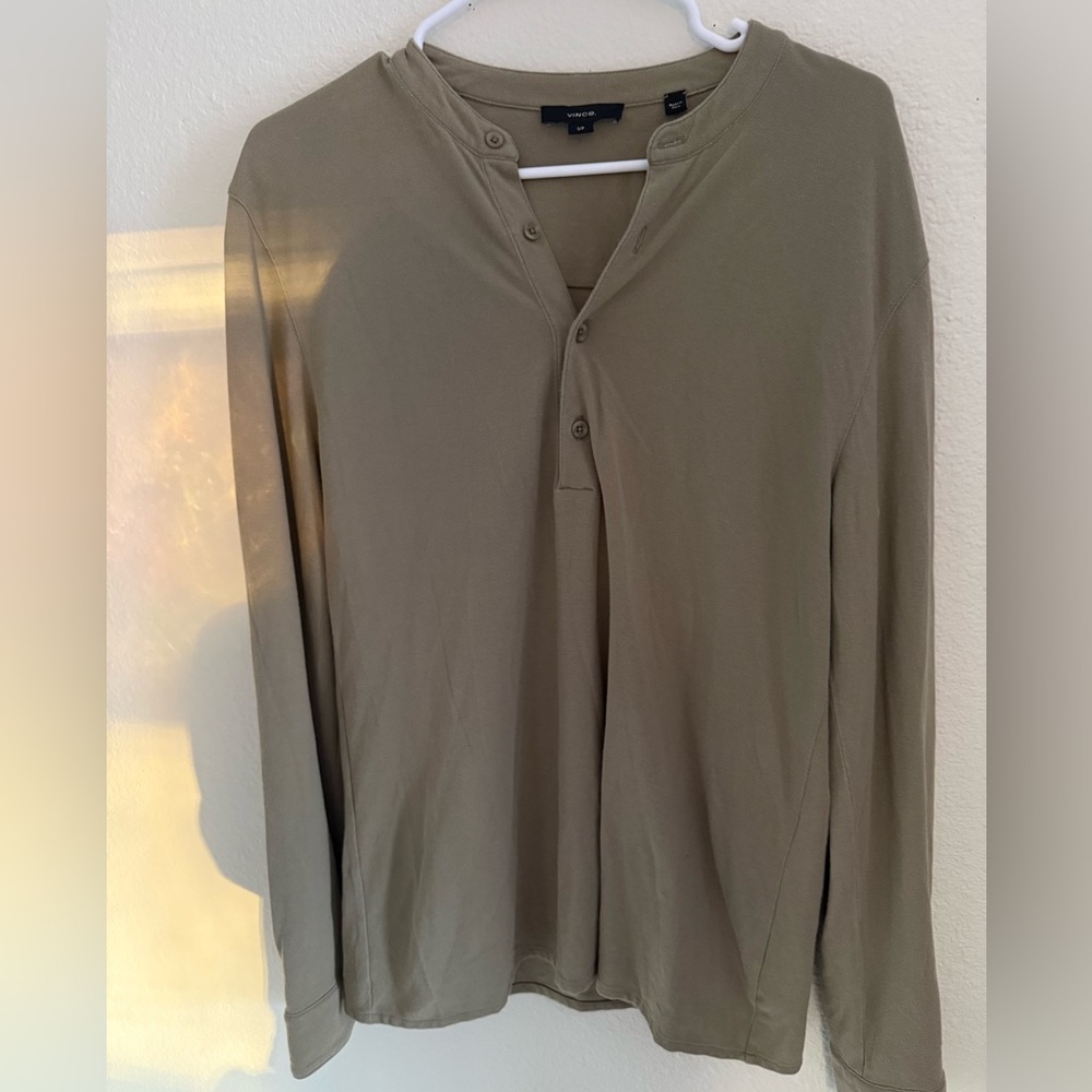 Vince Men's Khaki Long Sleeve Shirt